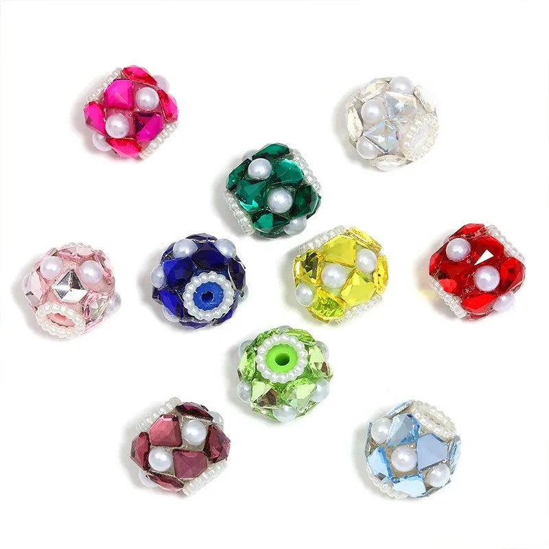 Drill-shaped Rhinestones Pearls Acrylic DIY Fancy Beads-Random Mixed