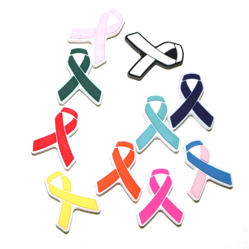 Cartoon Ribbon Publicity Prevention Awareness Warning Badge Silicone Beads-10PCS