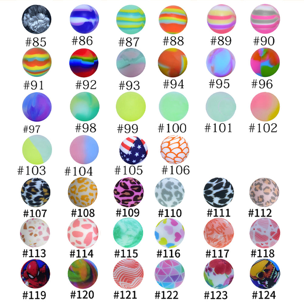 16mm Print Silicone Beads Colorful Silicone Water Transfer Beads-50PCS