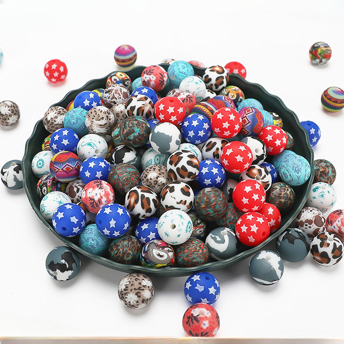 Creative Water Transfer Silicone Accessories Beads-50PCS