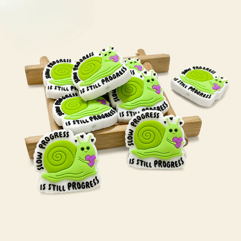 Snail Animal Cartoon Cute Silicone Beads-10PCS