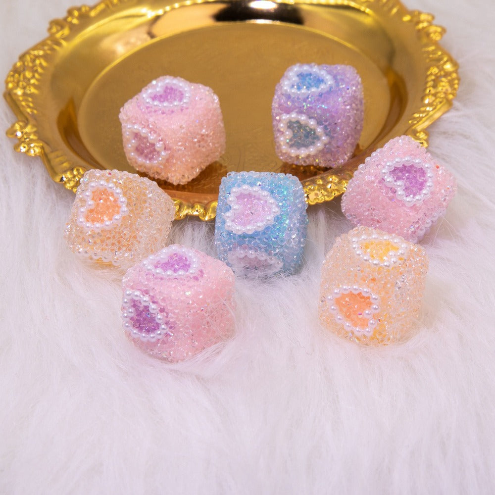 Sugar Cube Love Acrylic Multi-faceted Love Beads-5PCS