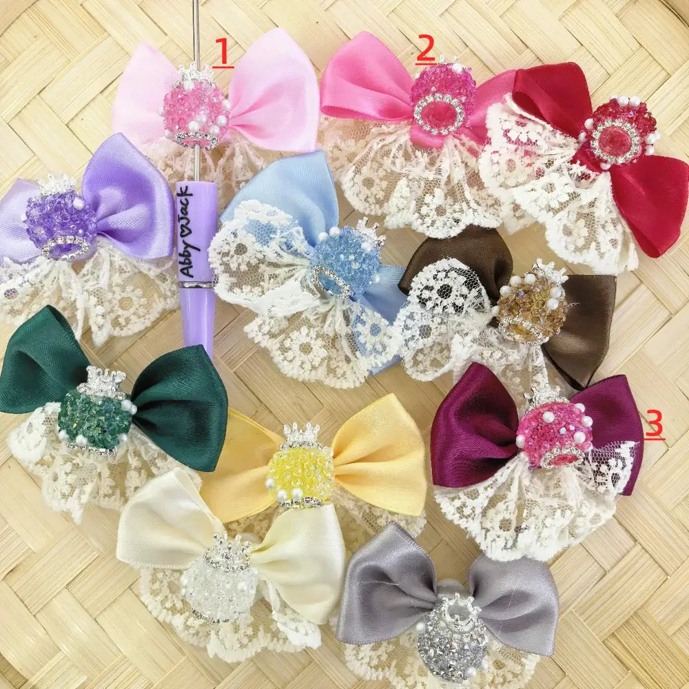 Fabric Bowtie Crown Rhinestone Chain Pearls Sugar Acrylic DIY Fancy Beads