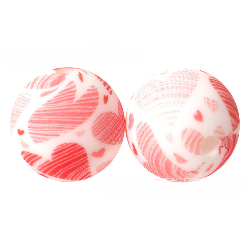 Cartoon Silicone Christmas Loose Beads-50PCS