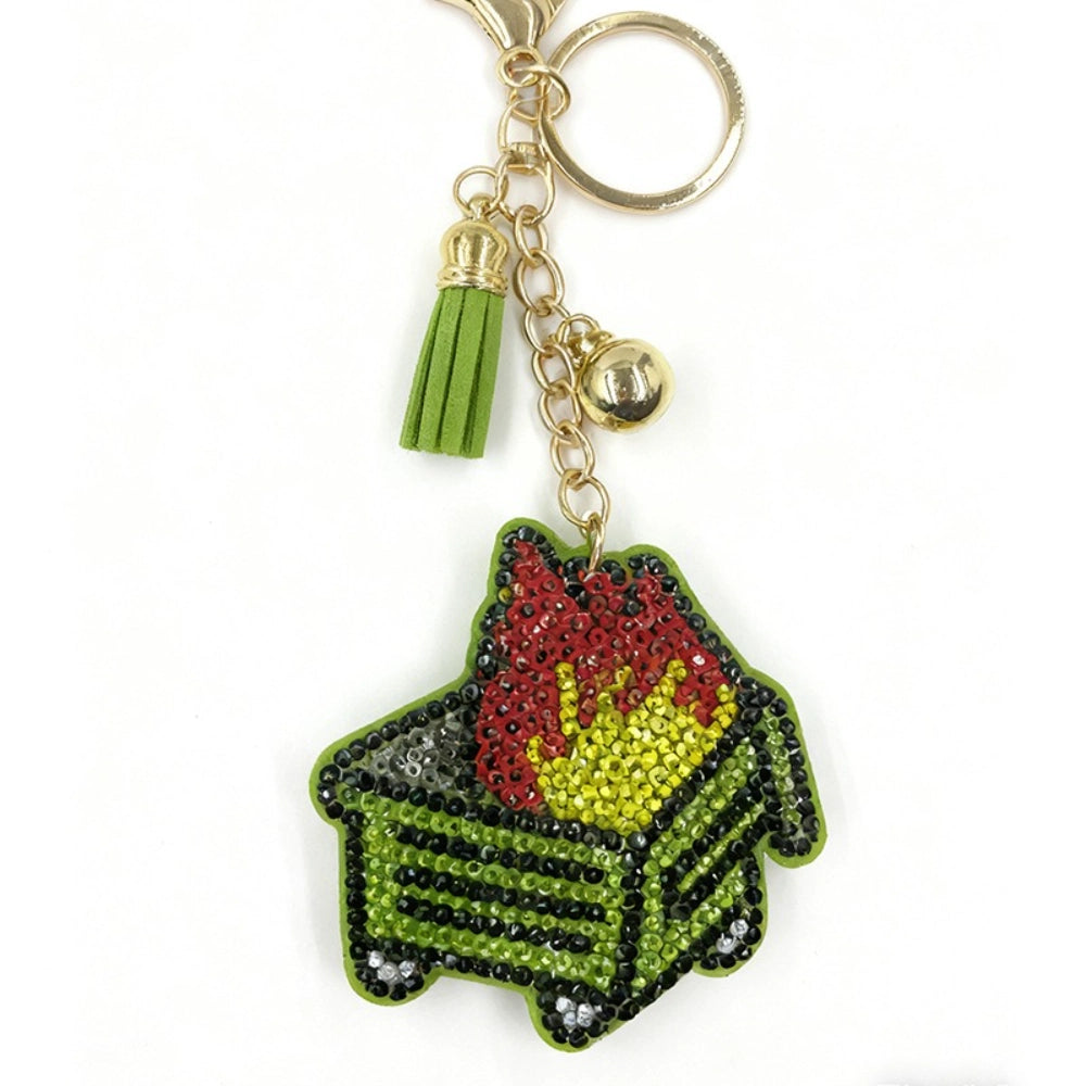Flame Bowl Rhinestone Keychain for DIY
