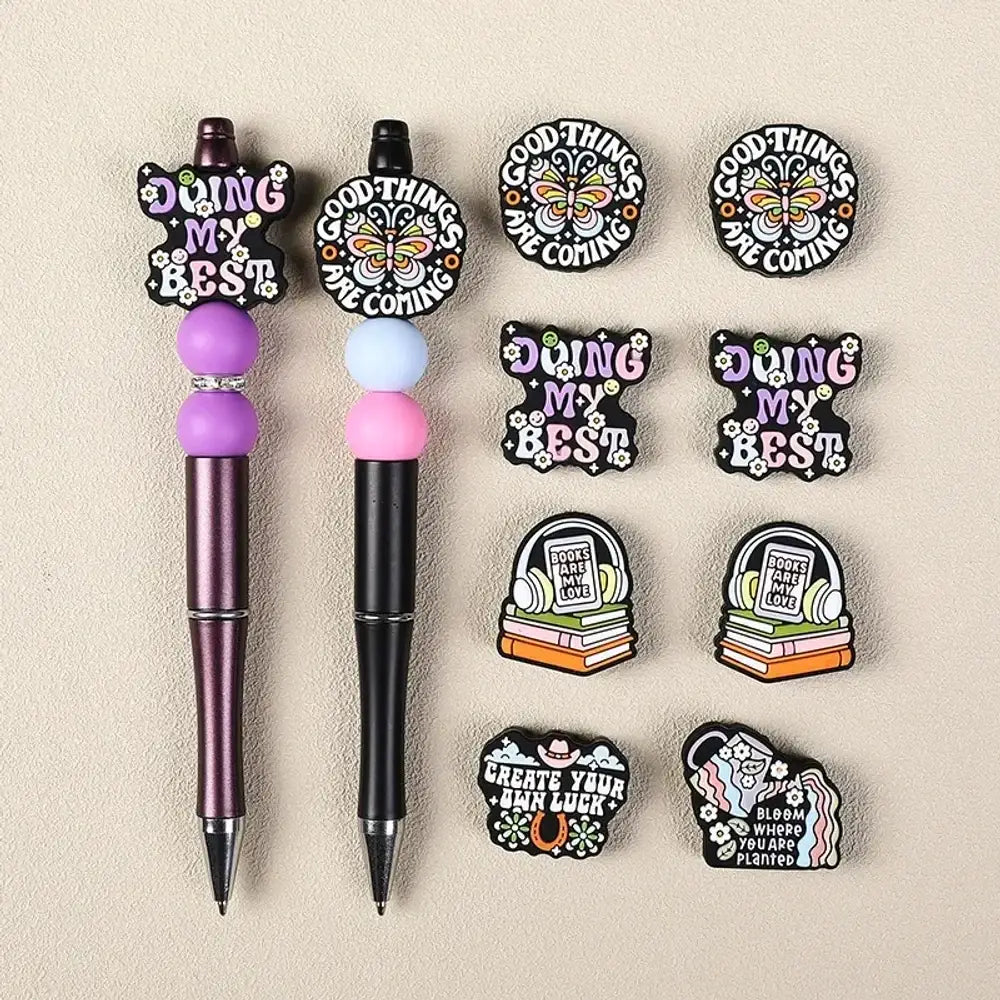 Flatback Alphabet Board Silicone Focal Beads for DIY Pens Keychains