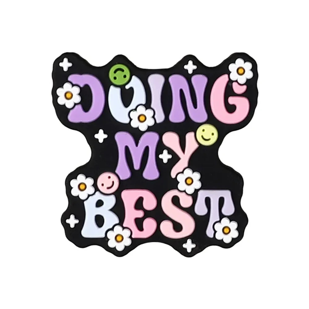 Flatback Alphabet Board Silicone Focal Beads for DIY Pens Keychains