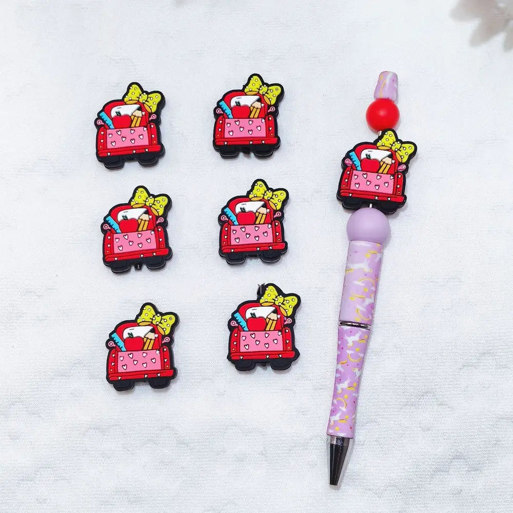 Flatback Apple Car Silicone Focal Beads for DIY Pens Keychain Bracelet