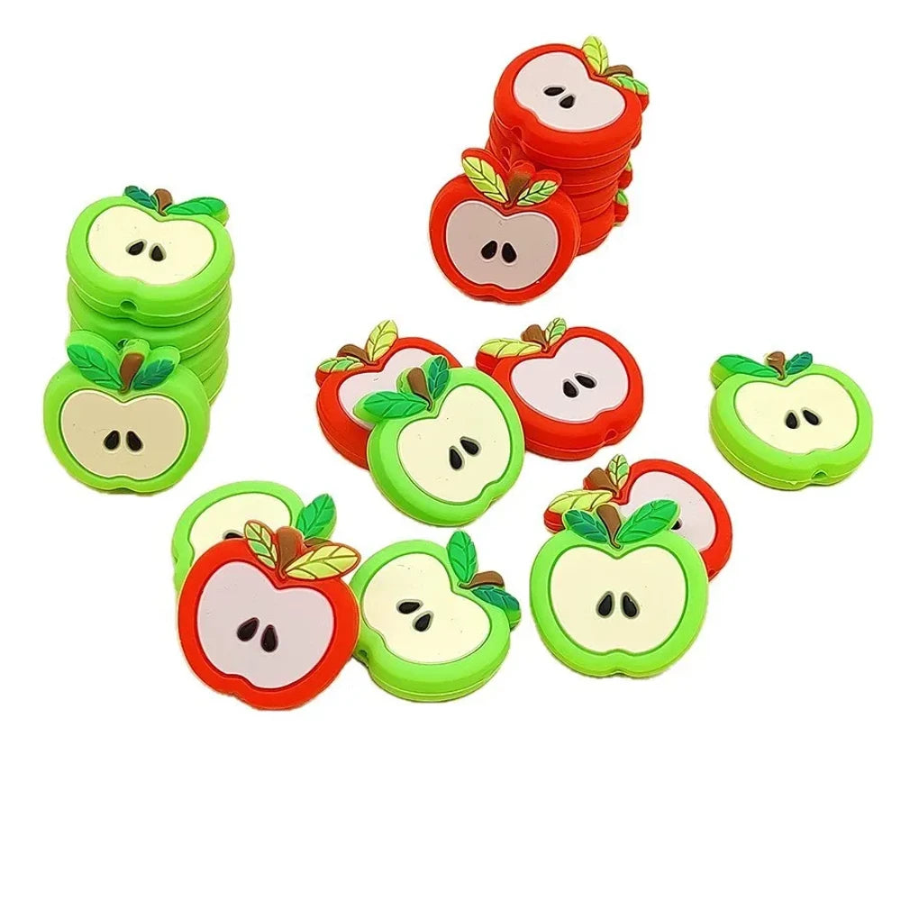 Flatback Apple Silicone Focal Beads for DIY Keychains Bracelet Pens