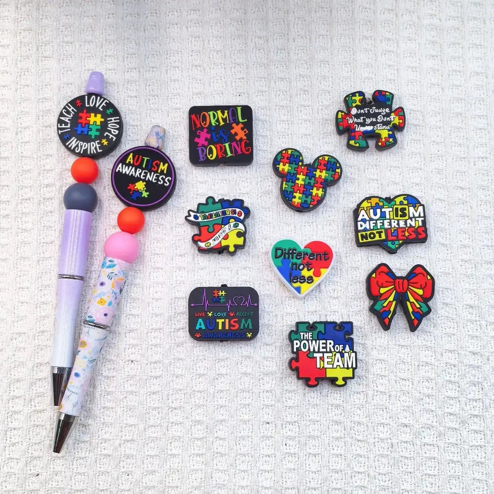 Flatback Autism Series Silicone Focal Beads for DIY Pens Bracelet