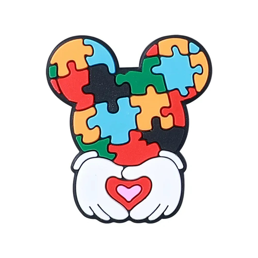 Flatback Autism Silicone Focal Beads for DIY Pens Keychains