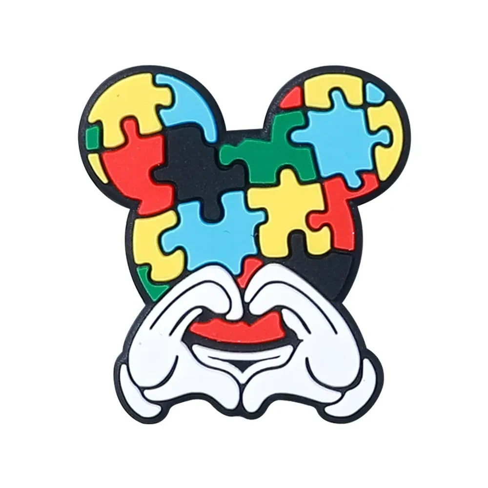 Flatback Autism Silicone Focal Beads for DIY Pens Keychains