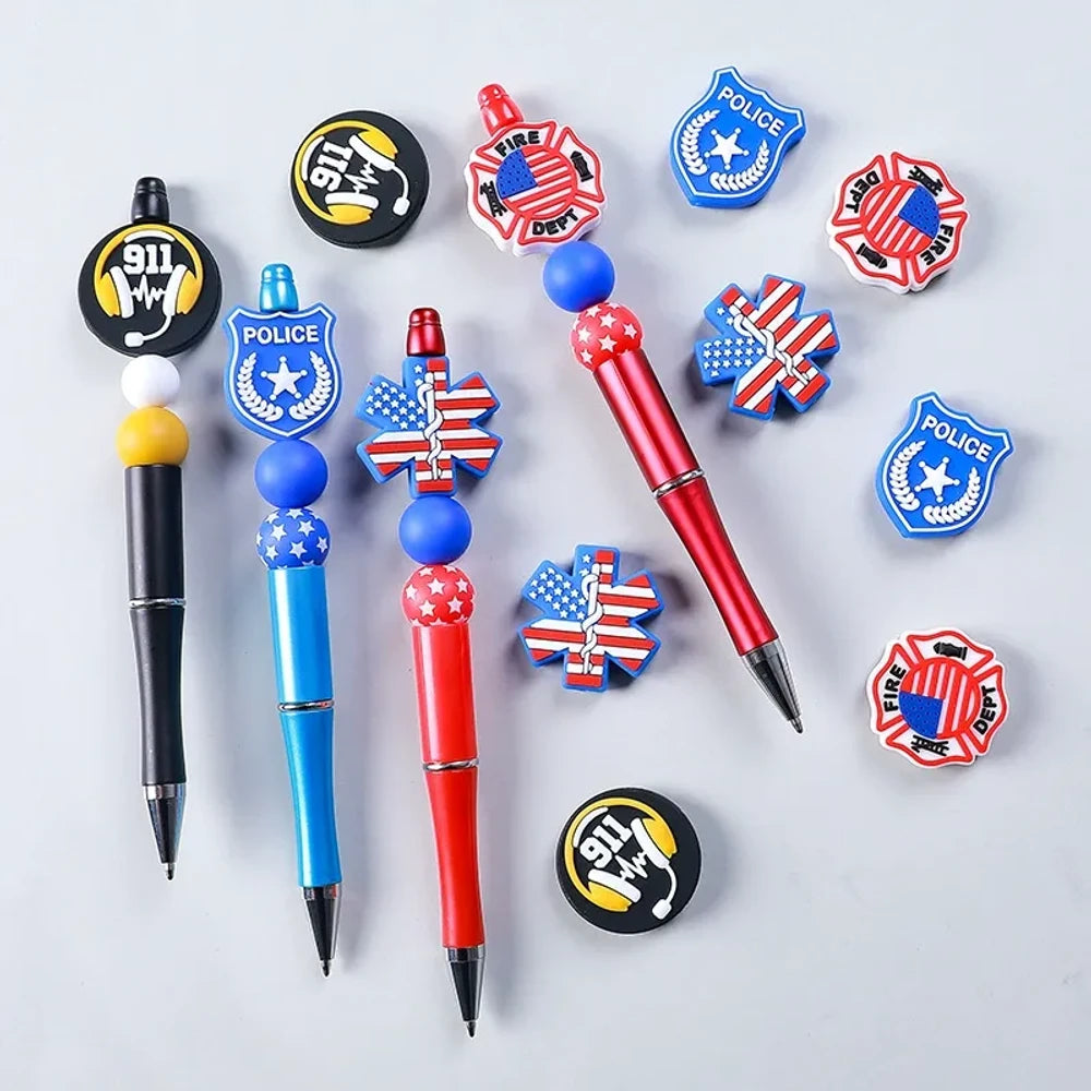 Flatback Badge Silicone Focal Beads for DIY Pens Keychains