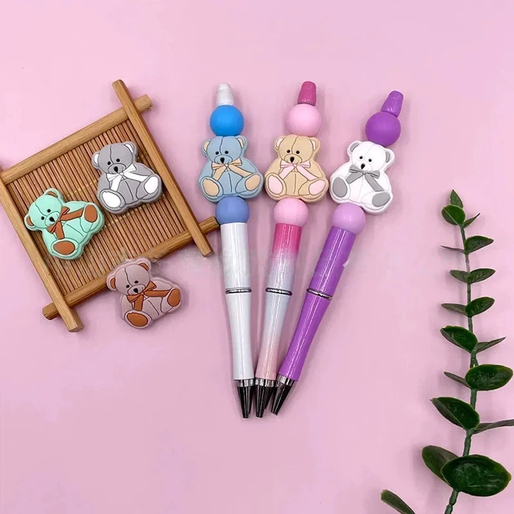 Flatback Bear Silicone Focal Beads for DIY Keychains Bracelet Pens