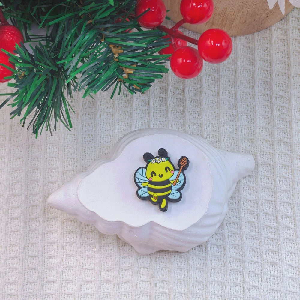 Flatback Bee Silicone Focal Beads for DIY Pens Bracelet Keychains