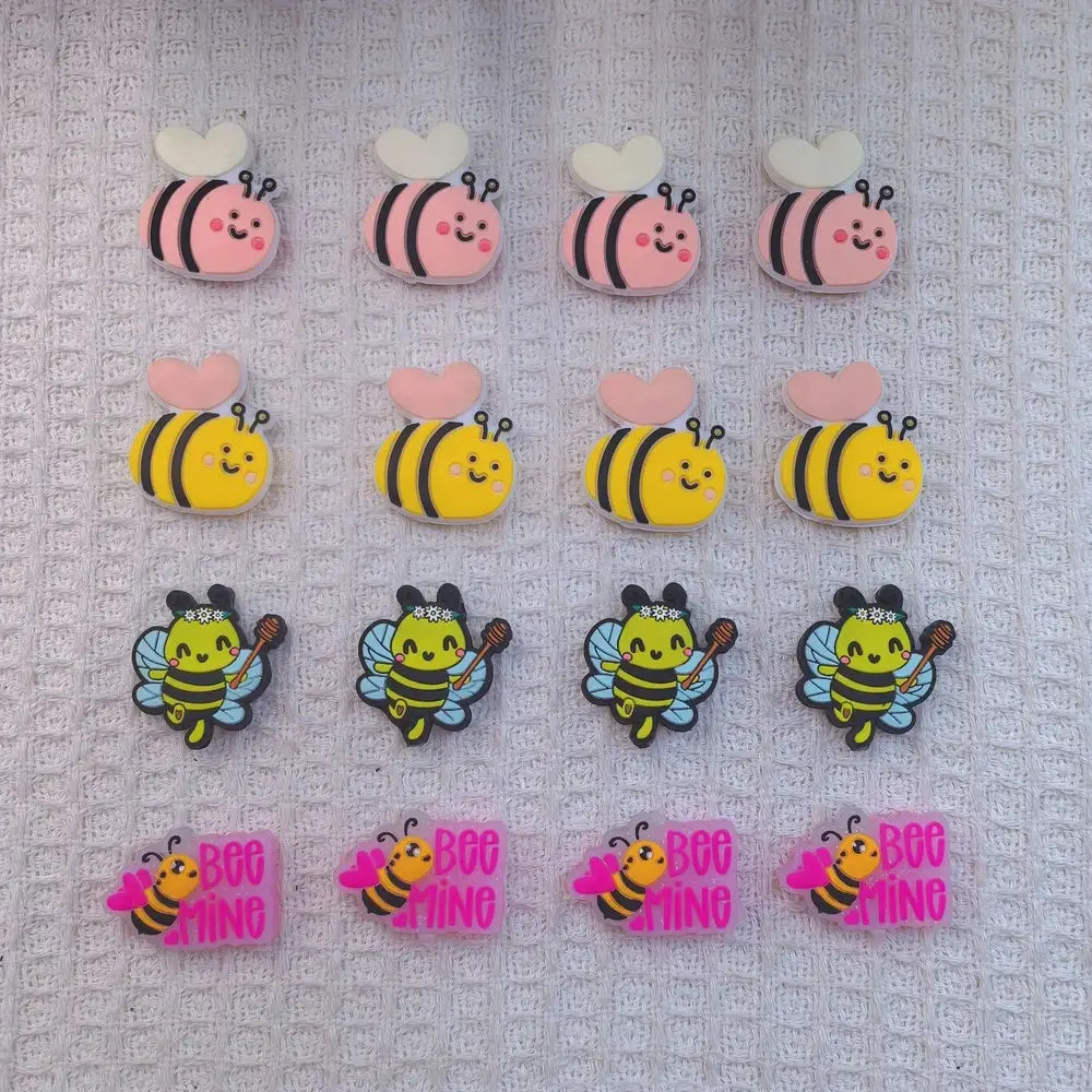 Flatback Bee Silicone Focal Beads for DIY Pens Bracelet Keychains