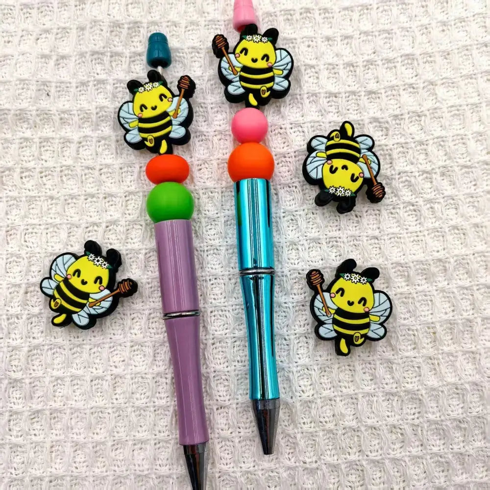 Flatback Bee Silicone Focal Beads for DIY Pens Keychains