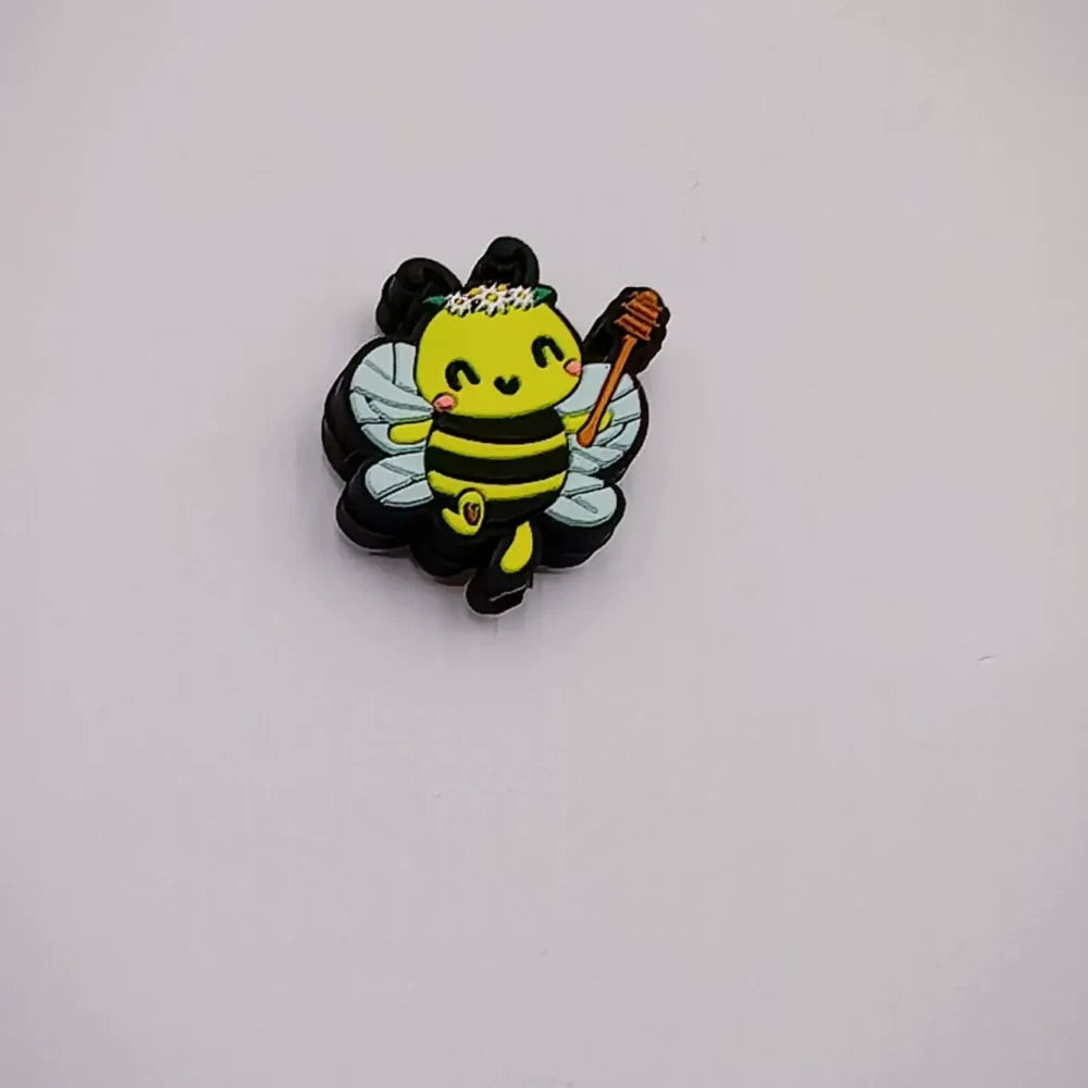 Flatback Bee Silicone Focal Beads for DIY Pens Keychains