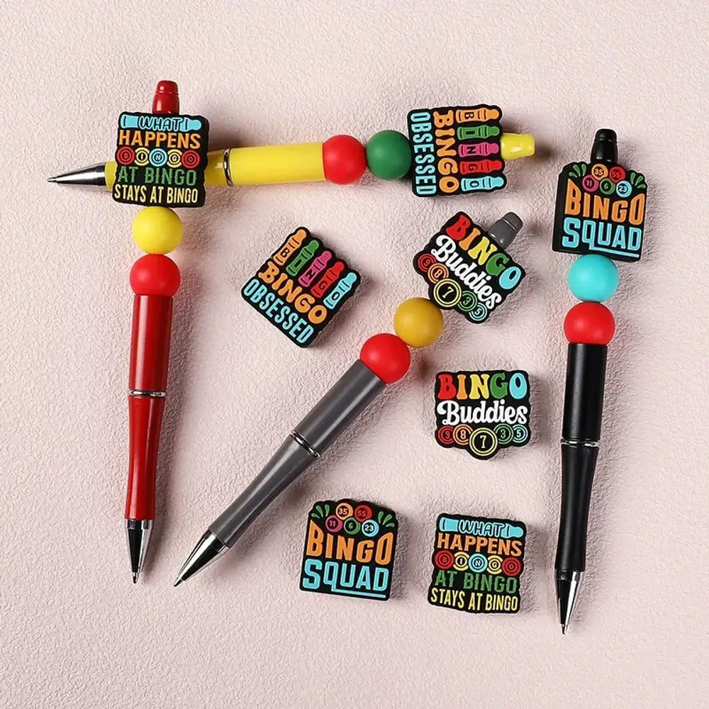 Flatback Bingo Silicone Focal Beads for DIY Pens Keychains
