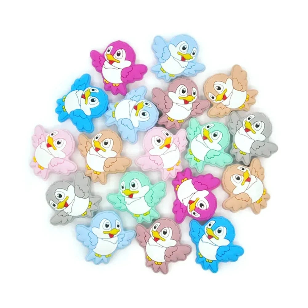Flatback Bird Silicone Focal Beads for DIY Keychains Bracelet Pens
