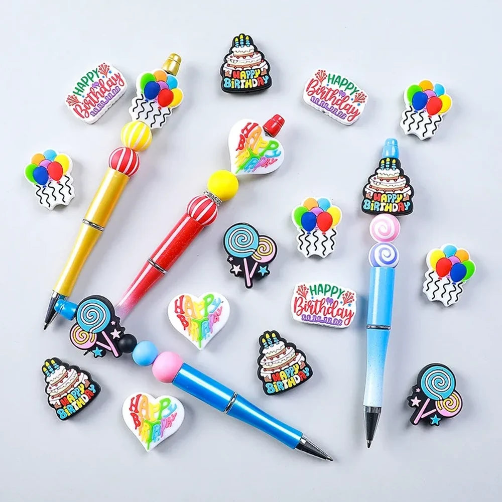 Flatback Birthday Silicone Focal Beads for DIY Pens Bracelet