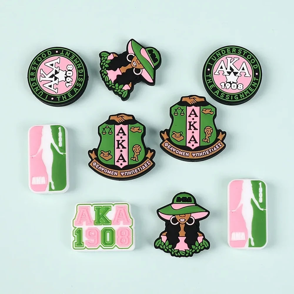 Flatback Black Women's Sorority Silicone Focal Beads for DIY Pens Keychains