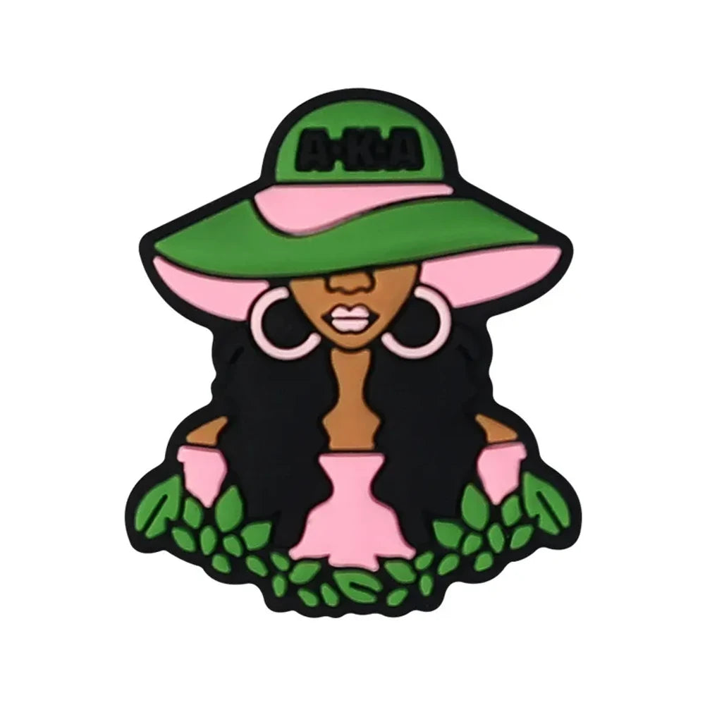 Flatback Black Women's Sorority Silicone Focal Beads for DIY Pens Keychains