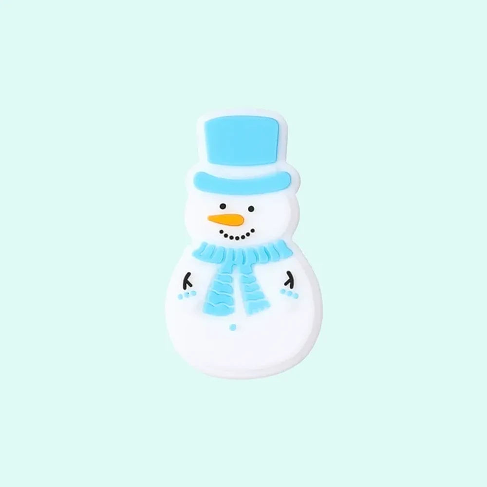 Flatback Blue Christmas Silicone Focal Beads for DIY Pens Keychains