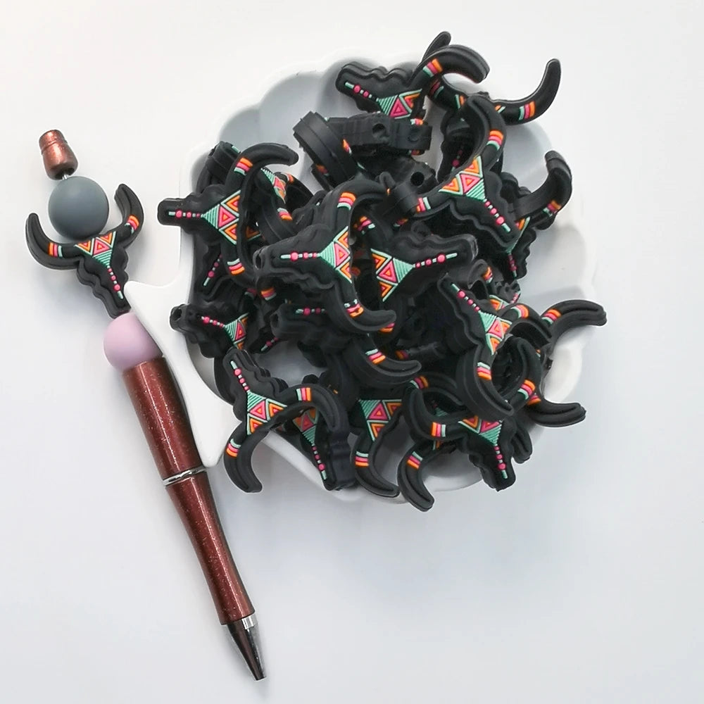 Flatback Bull's Head Silicone Focal Beads for DIY Pens Keychains Bracelet
