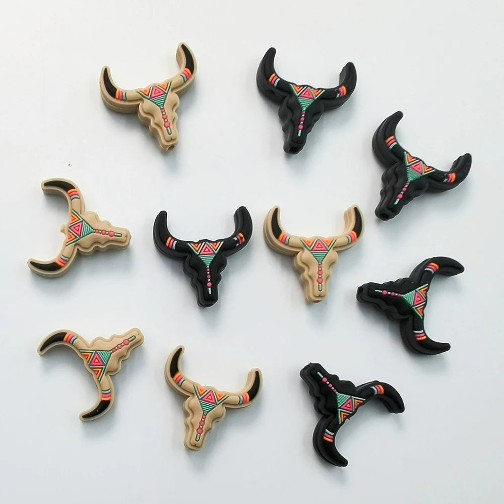 Flatback Bull's Head Silicone Focal Beads for DIY Pens Keychains Bracelet