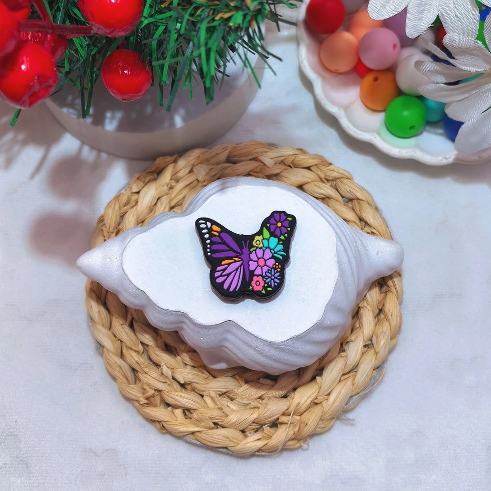 Flatback Butterfly Series Silicone Focal Beads for DIY Pens Keychains