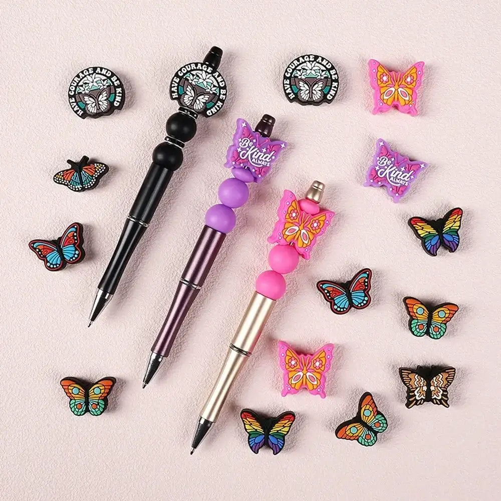 Flatback Butterfly Silicone Focal Beads for DIY Pens Keychains