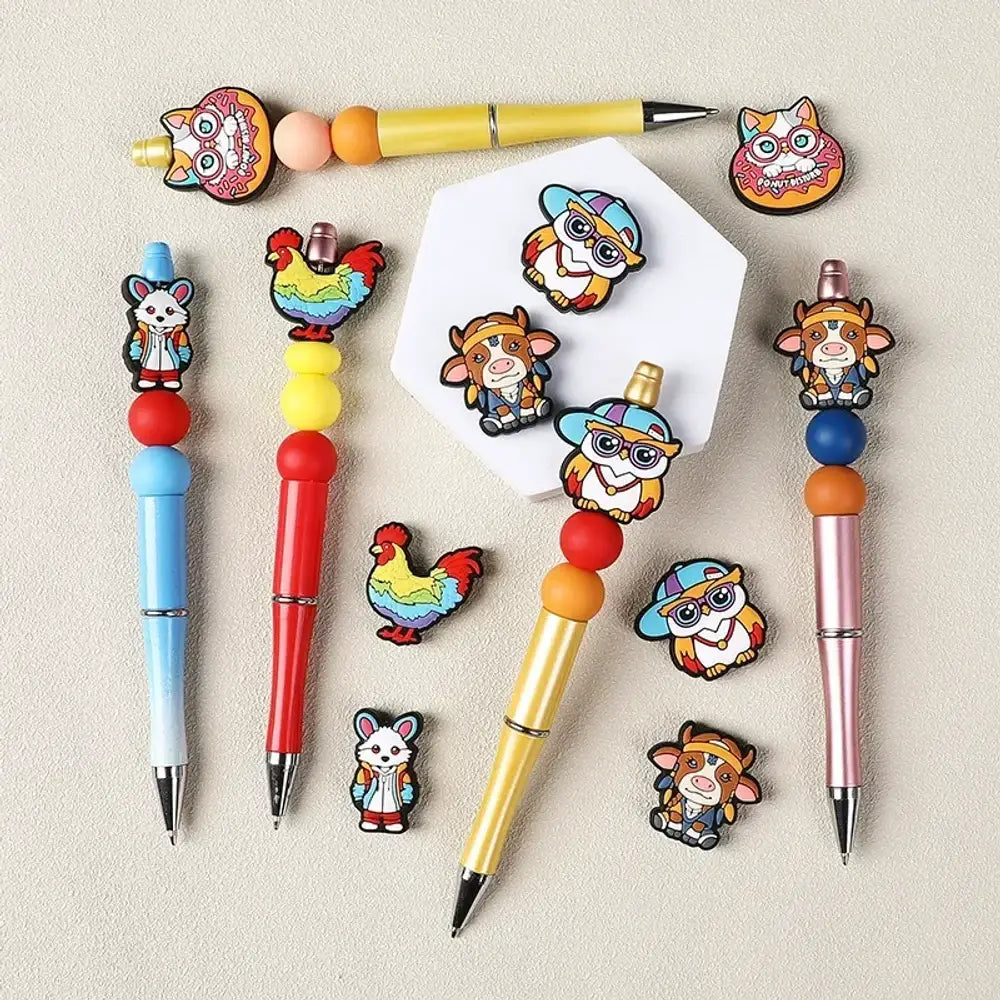Flatback Cartoon Animals Silicone Focal Beads for DIY Pens Keychains