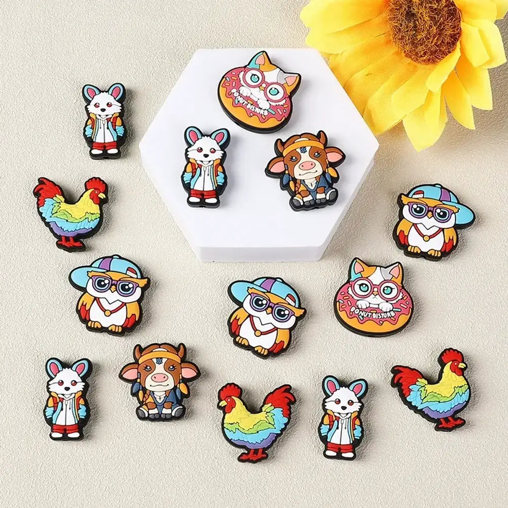 Flatback Cartoon Animals Silicone Focal Beads for DIY Pens Keychains