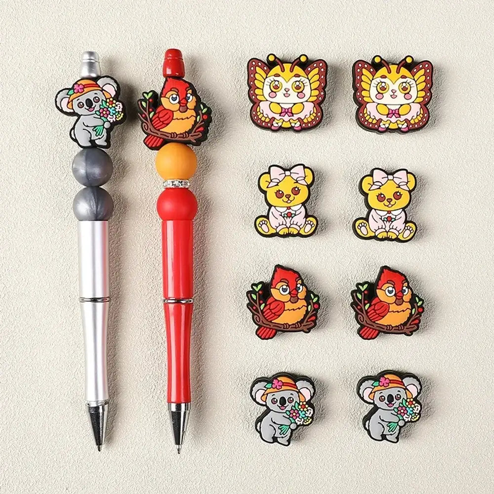 Flatback Cartoon Animals Silicone Focal Beads for DIY Pens Keychains