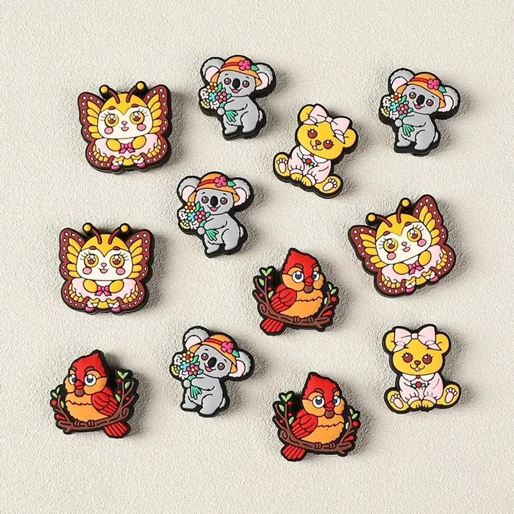 Flatback Cartoon Animals Silicone Focal Beads for DIY Pens Keychains