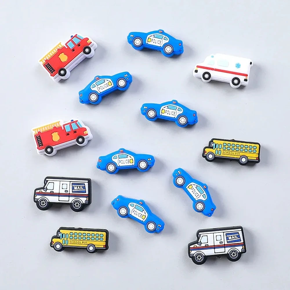 Flatback Cartoon Car Silicone Focal Beads for DIY Pens Keychains
