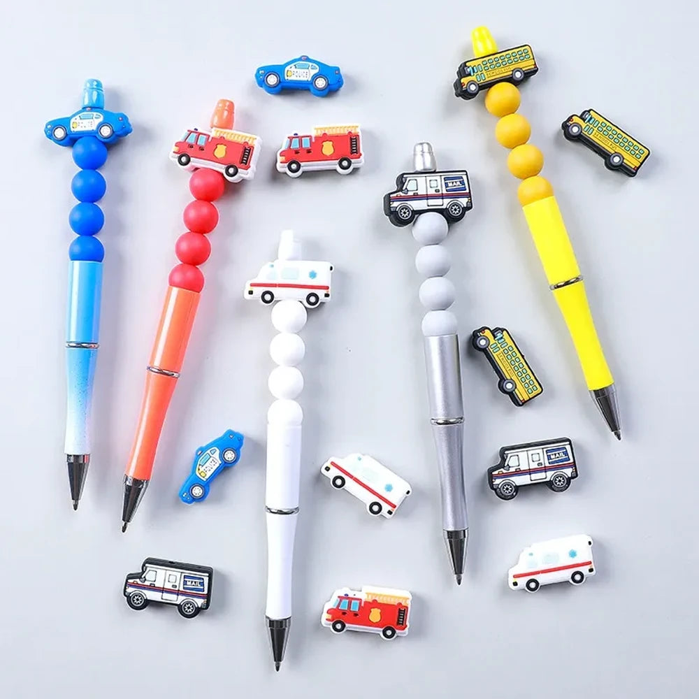 Flatback Cartoon Car Silicone Focal Beads for DIY Pens Keychains