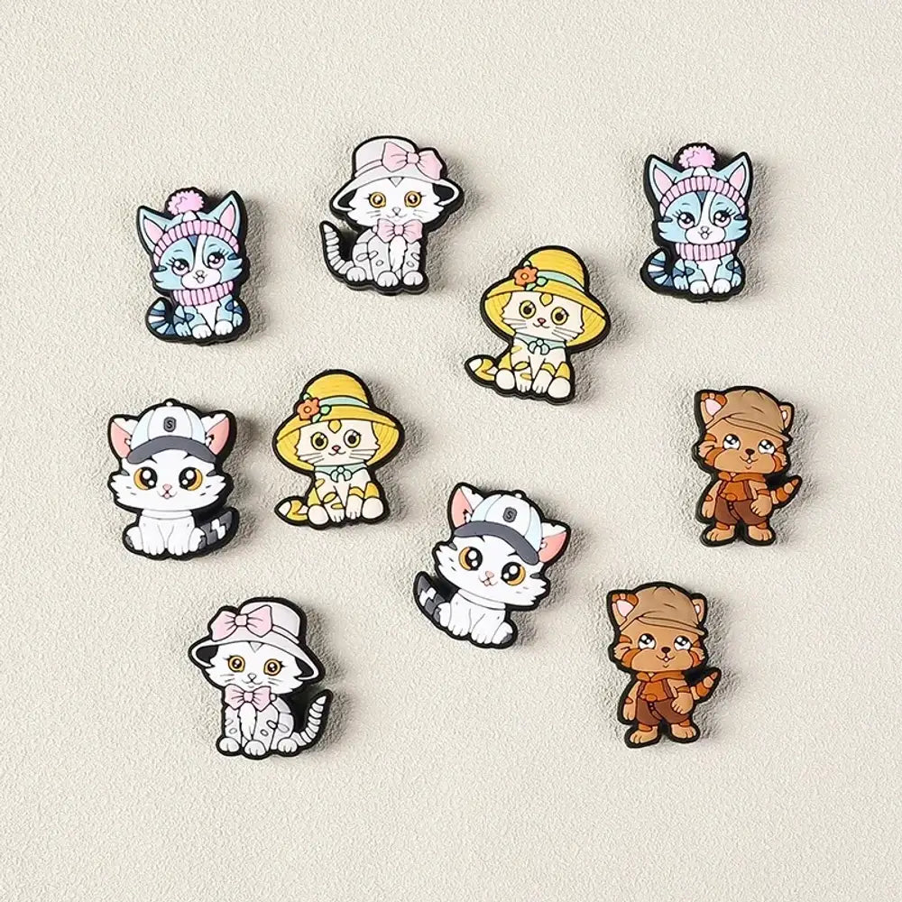 Flatback Cartoon Cat Silicone Focal Beads for DIY Pens Keychains