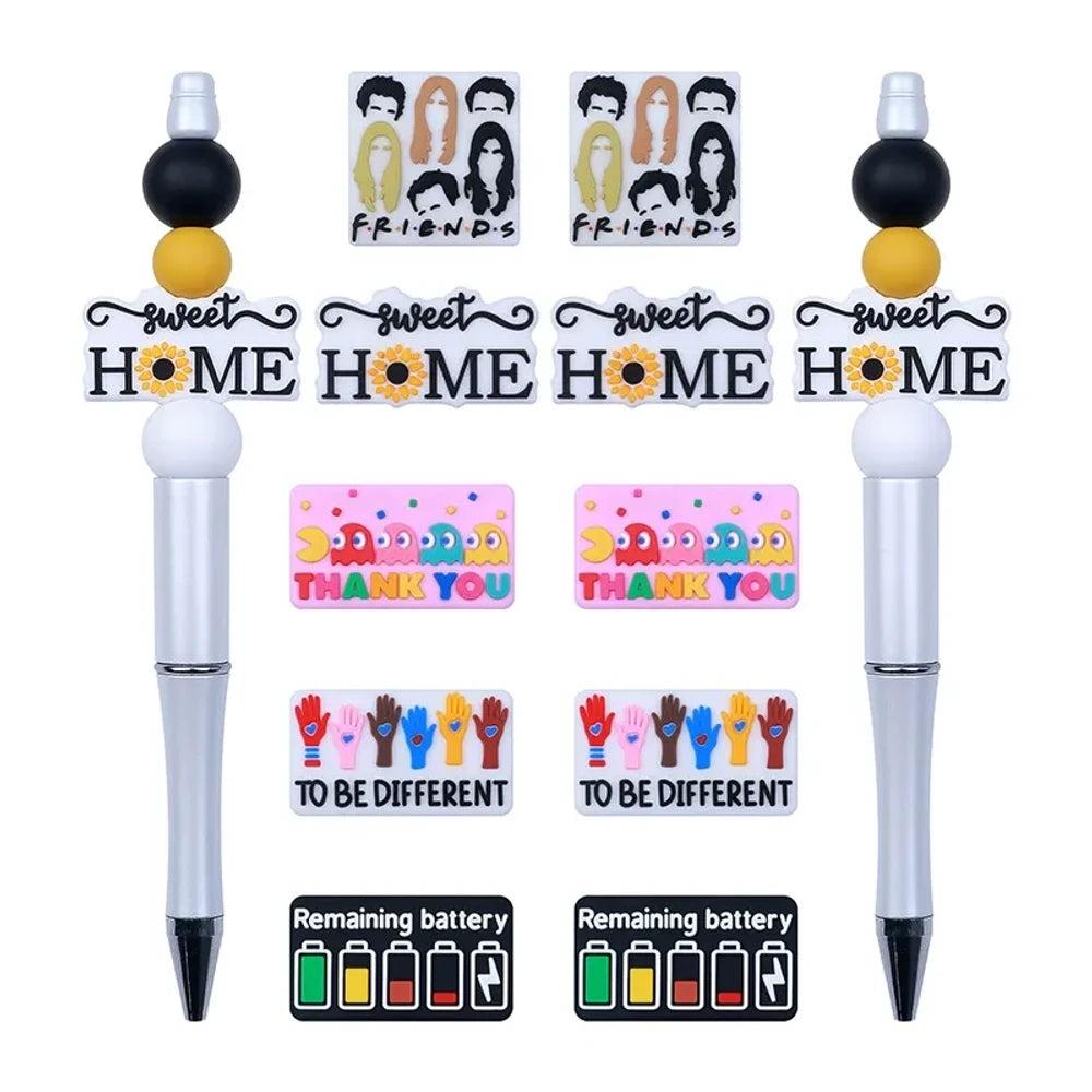 Flatback Cartoon Letters Silicone Focal Beads for DIY Pens Keychains