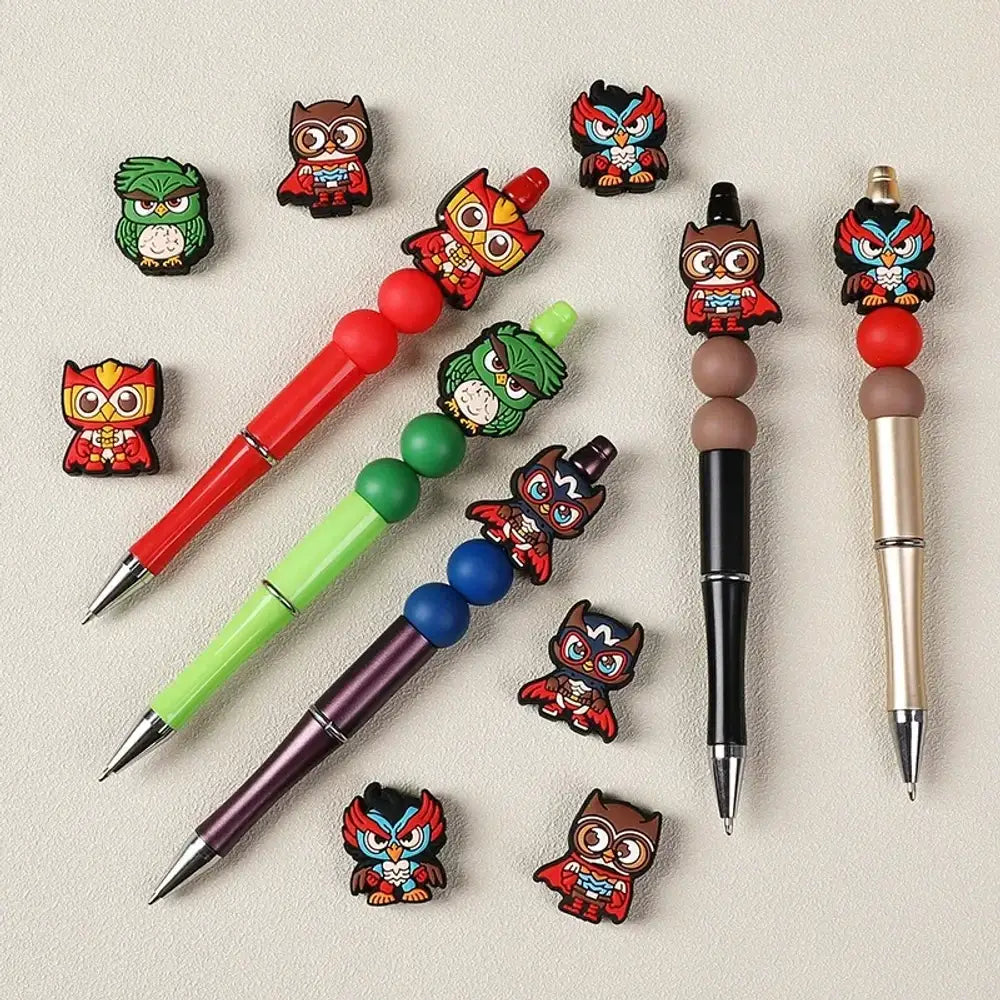 Flatback Cartoon Owl Silicone Focal Beads for DIY Pens Keychains