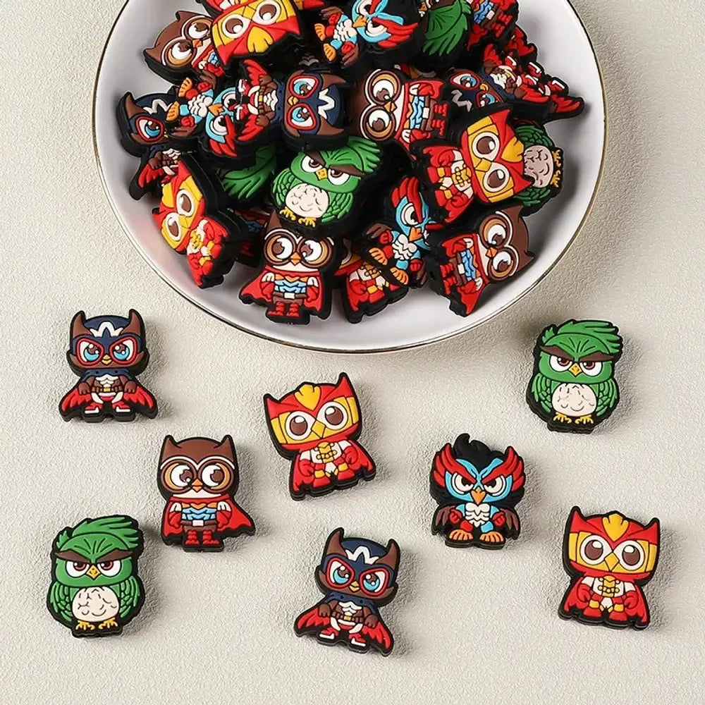 Flatback Cartoon Owl Silicone Focal Beads for DIY Pens Keychains