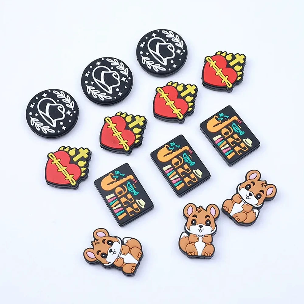 Flatback Cartoon Silicone Focal Beads for DIY Pens Keychains