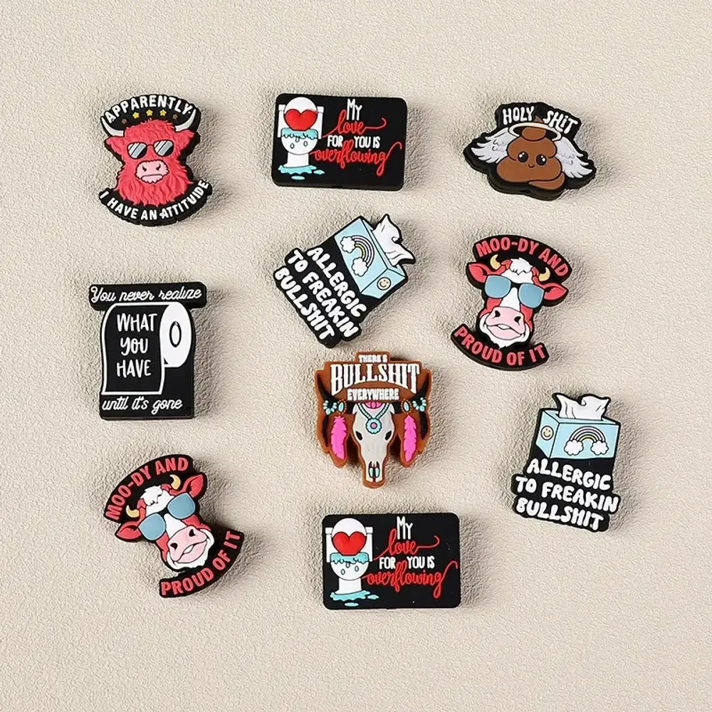 Flatback Cartoon Silicone Focal Beads for DIY Pens Keychains