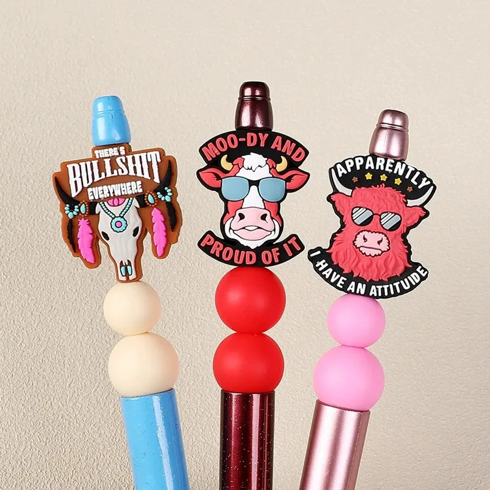 Flatback Cartoon Silicone Focal Beads for DIY Pens Keychains