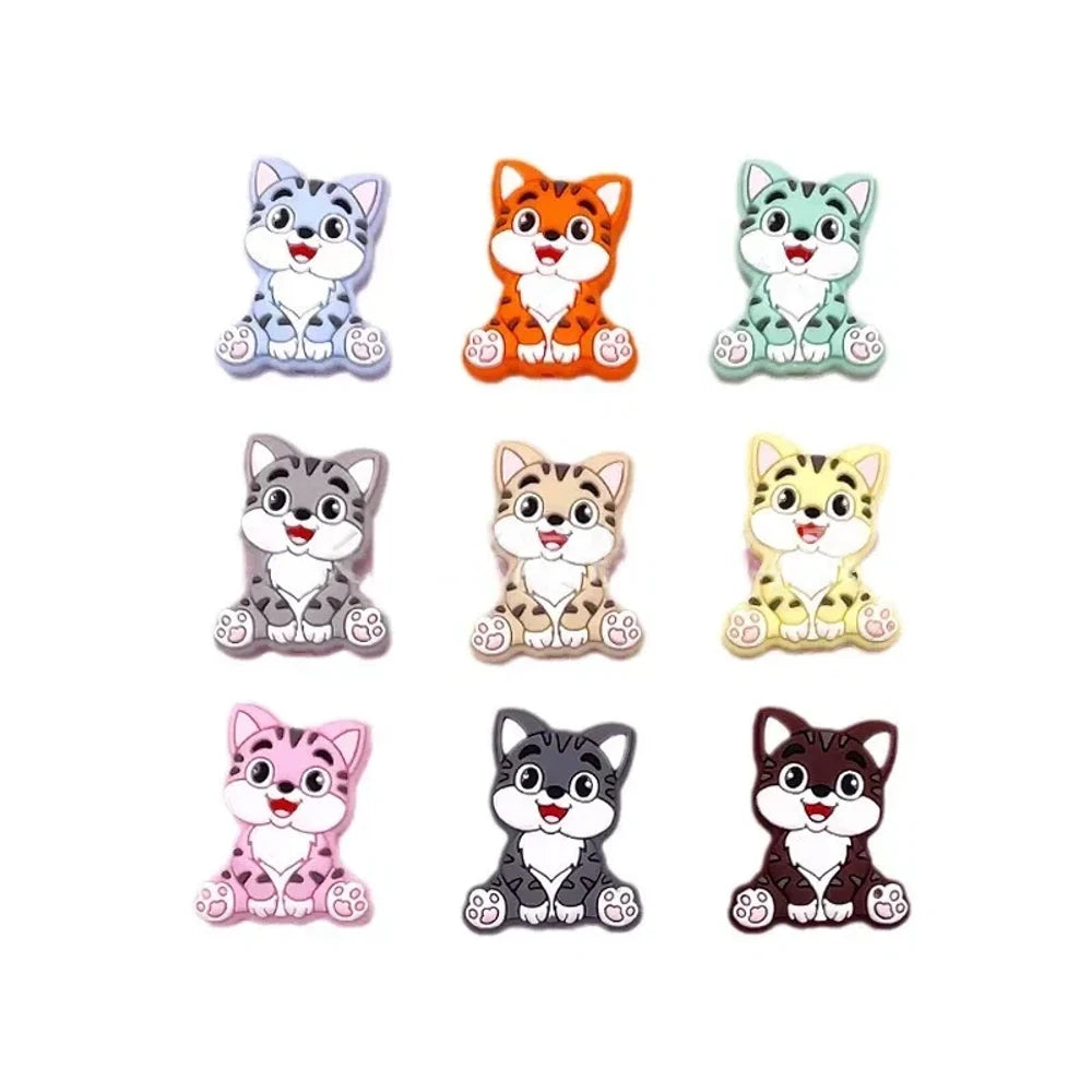 Flatback Cat Silicone Focal Beads for DIY Keychains Bracelet Pens