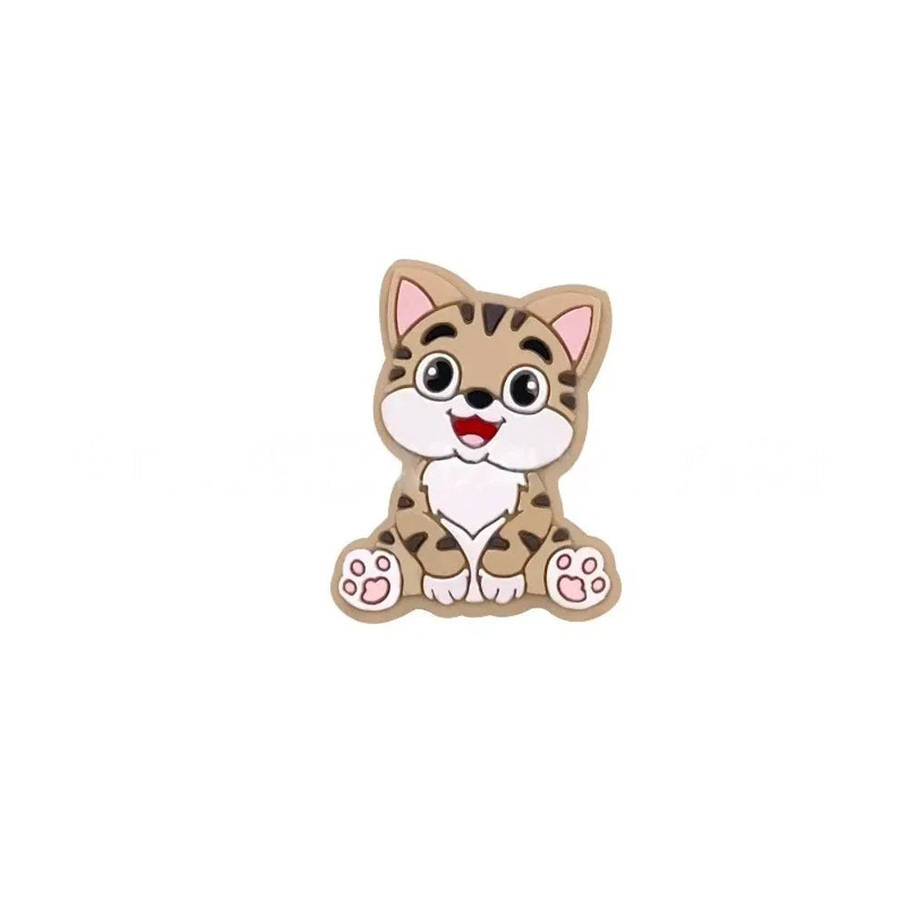 Flatback Cat Silicone Focal Beads for DIY Keychains Bracelet Pens