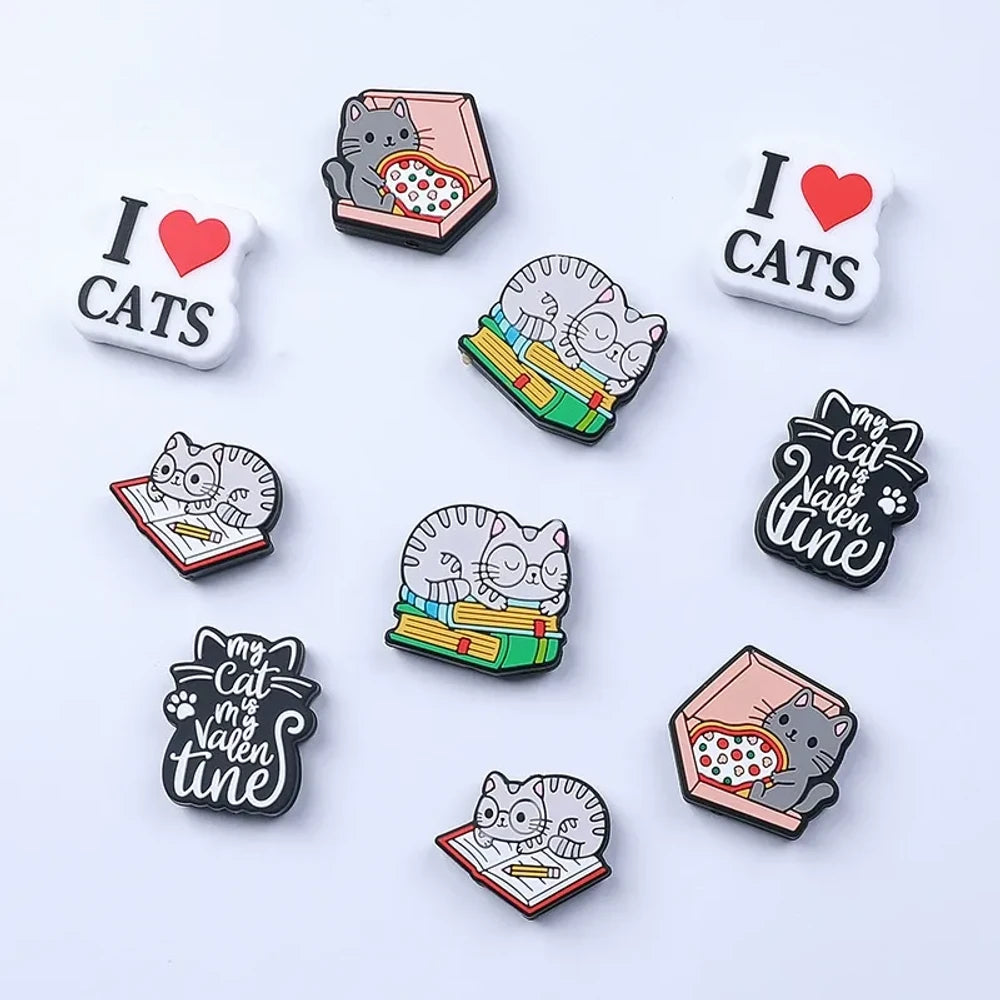 Flatback Cat Silicone Focal Beads for DIY Pens Keychains