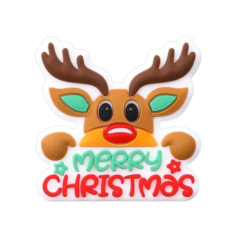 Flatback Christmas Silicone Focal Beads for DIY Pens Keychains