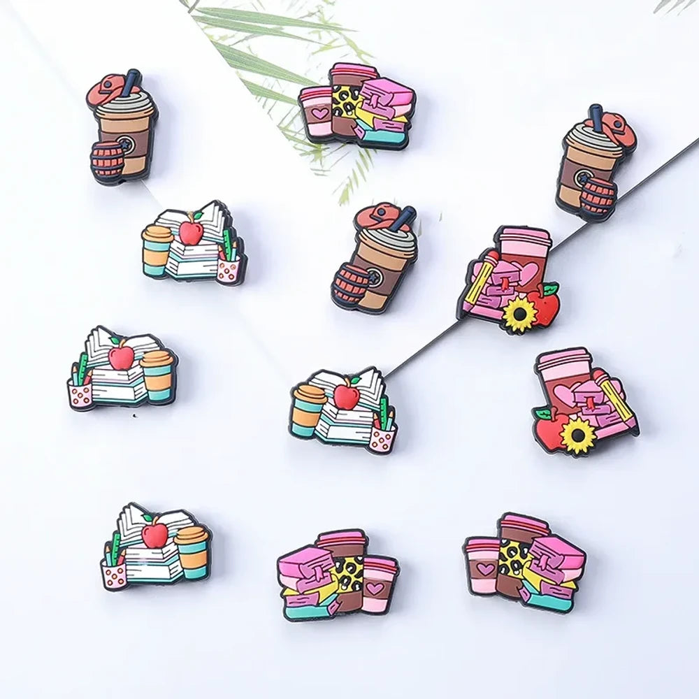 Flatback Coffee Silicone Focal Beads for DIY Pens Keychains